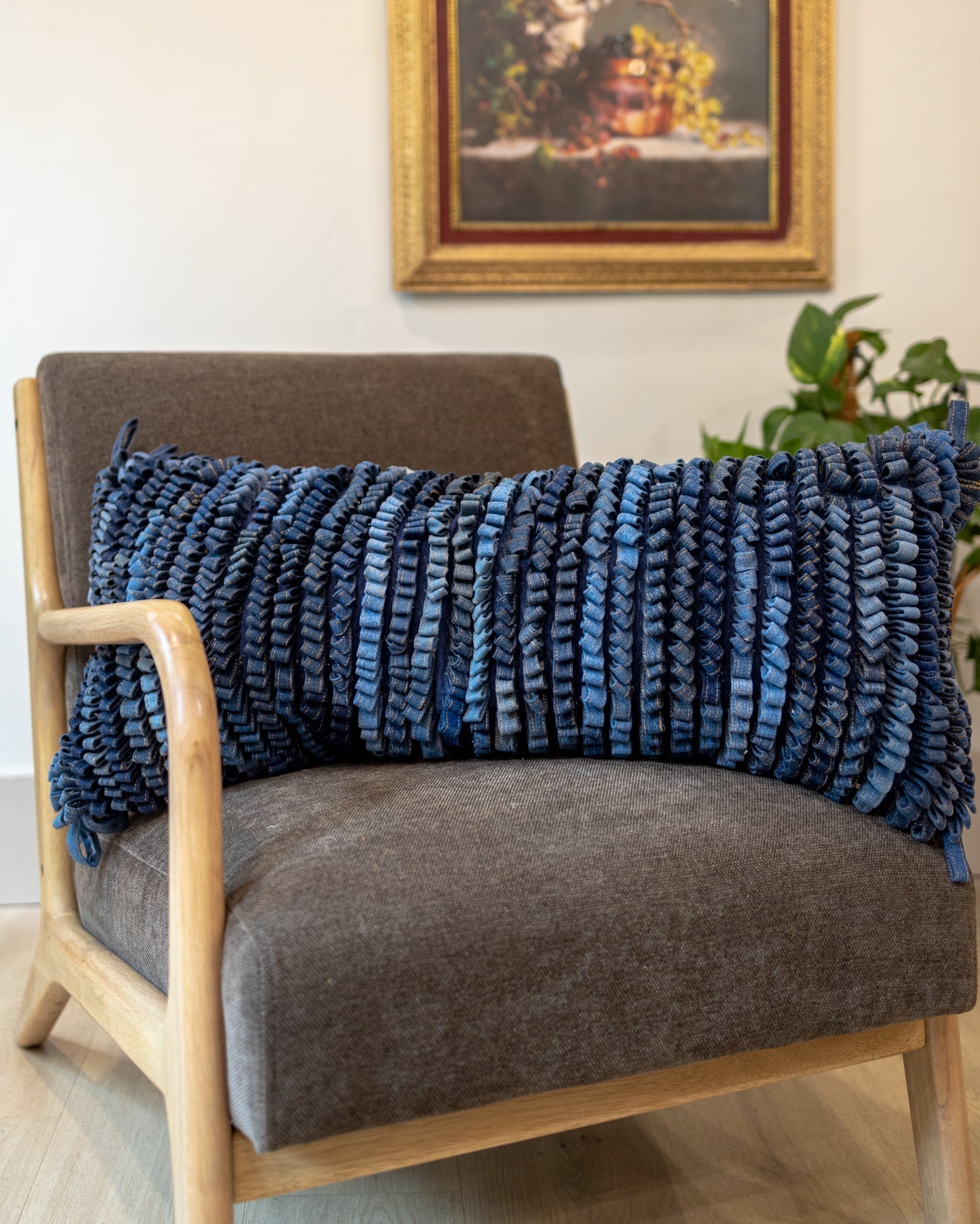 Dungaree Organic Cotton Recycled Denim Lumbar Pillow