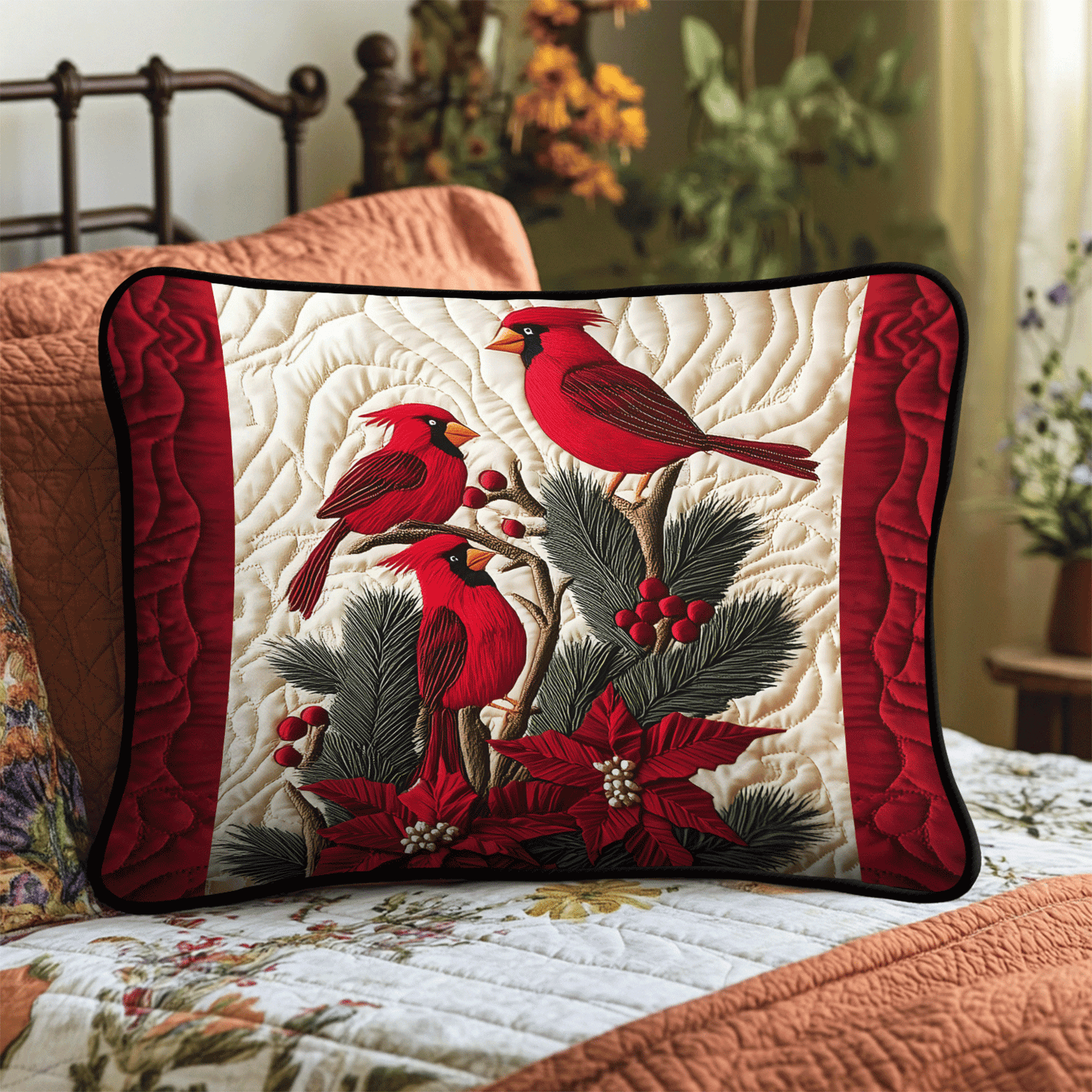 Crimson Wings Quilted Bedding Pillow Case NCU0TH2154