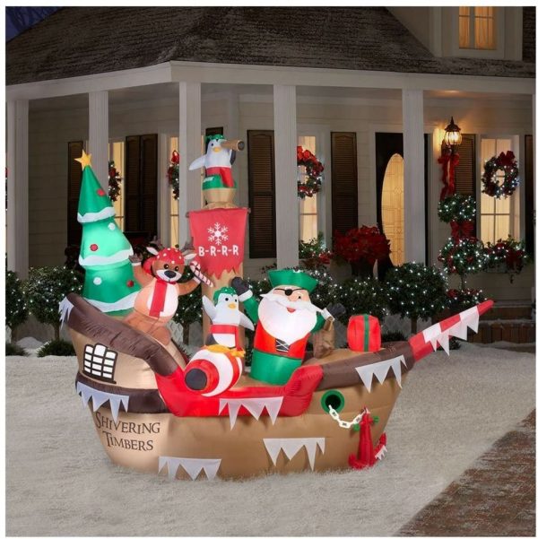 Christmas-8 ft h inflatable giant christmas pirate ship scene