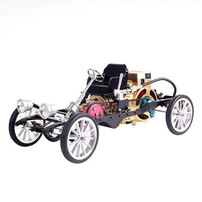 Retro-styled Metal Single Cylinder Engine Car Vehicle Assembly Model Toy for Adult