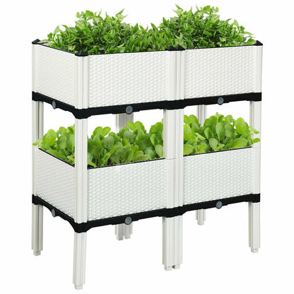 Set of 4 Plastic Raised Garden Bed Kits Planter Box for Vegetable