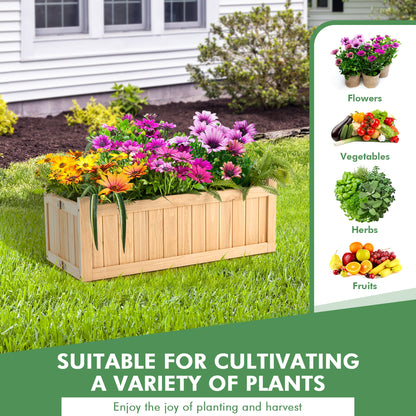 Outdoor Wooden Planter Box Folding Raised Garden Plant Container w/Drainage Hole