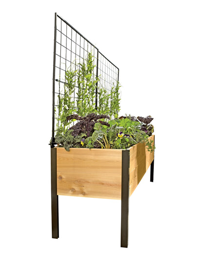 Elevated Planter Box and Space-Maker Pivoting Trellis Set, 2' x 8'