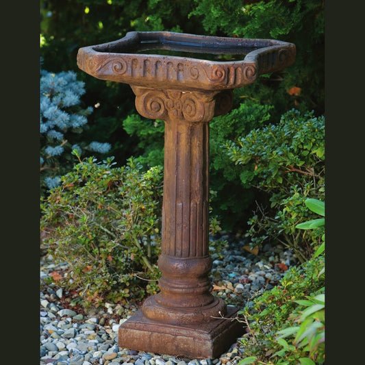 Fluted 1-Piece Concrete Bird Bath