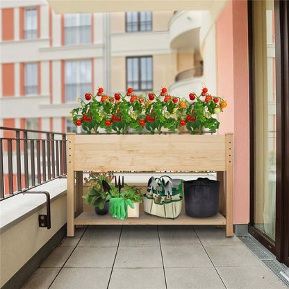 Garden Bed,Raised Garden Bed 4FT Elevated Wooden Planter Boxes Kit Outdoor with Legs Garden Grow Box with Shelves for Vegetable Flower Patio