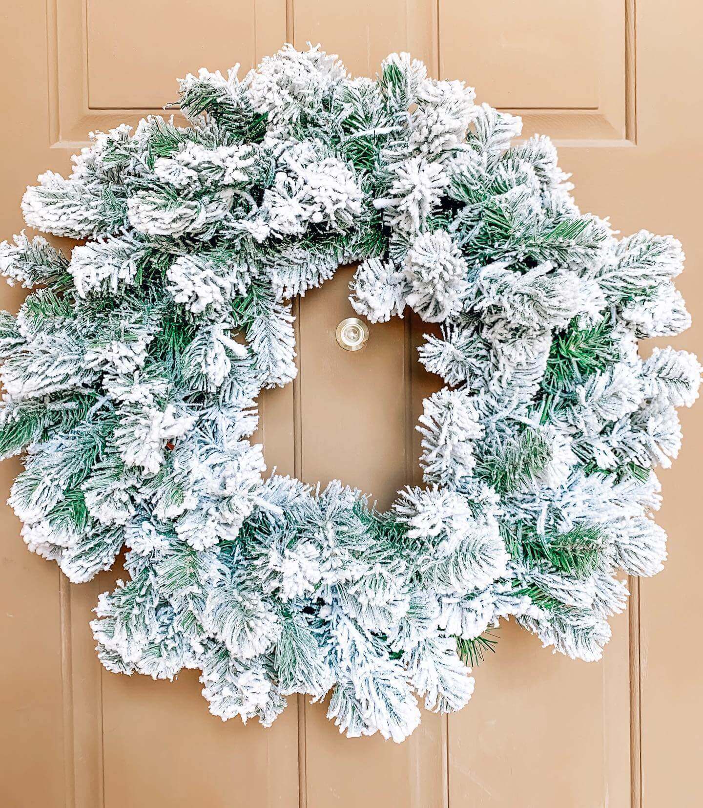 36" King Flock® Wreath with Warm White LED Lights (Plug Operated)