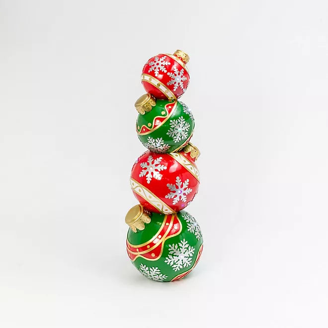 Pre-Lit Stacked Red and Green Ornaments