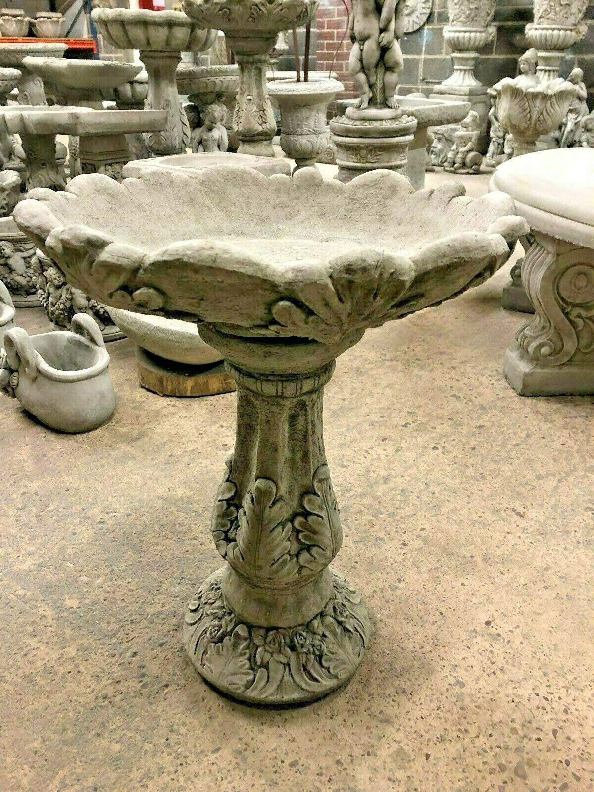 Stunning Stone Leafy Design Garden Bird Bath