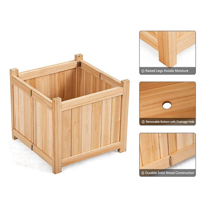 Folding Raised Garden Bed Square Wood Planter Box