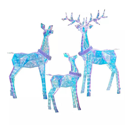 3-Piece Pre-Lit Prismatic Deer Family