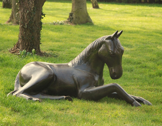 Laying Foal Bronze Metal Garden Statue