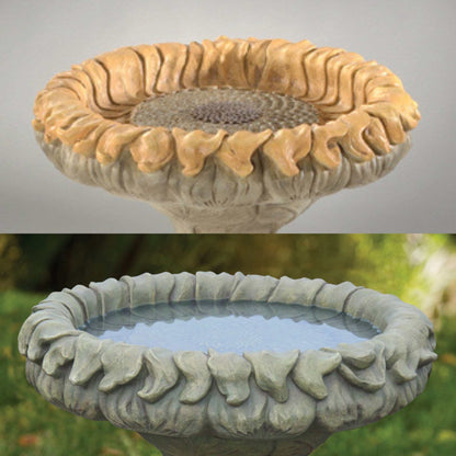 Sunflower 2-Piece Concrete Bird Bath