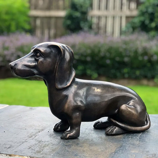 Dachshund Dog Natural Bronze Garden Ornament