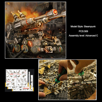 569Pcs 3D Metal Tank Model Kits DIY Mechanical Assembly Metal Model Toy - Deformation Version