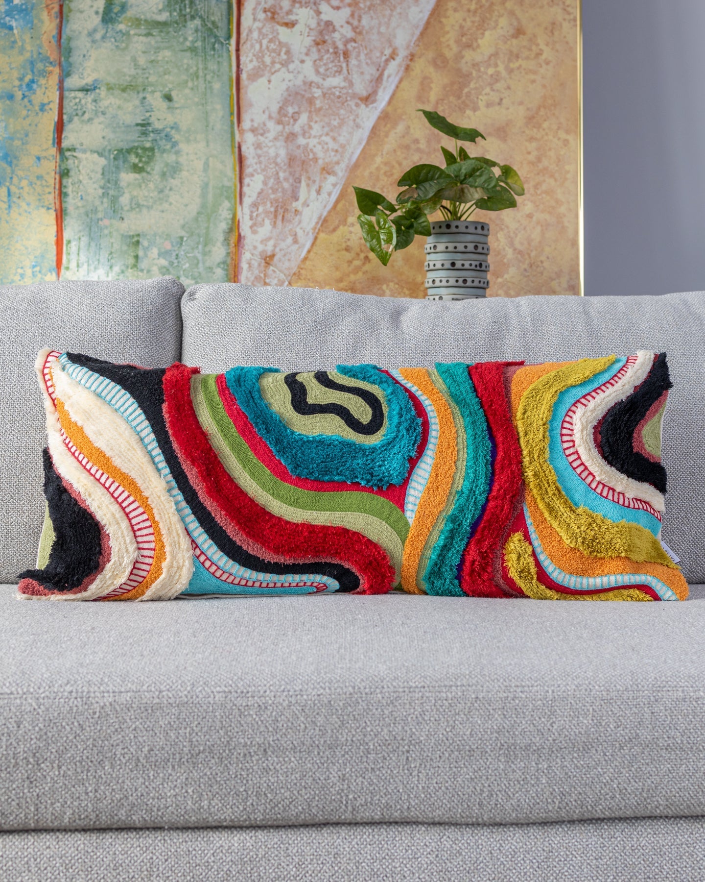 Echo Organic Cotton Abstract Lumbar Pillow