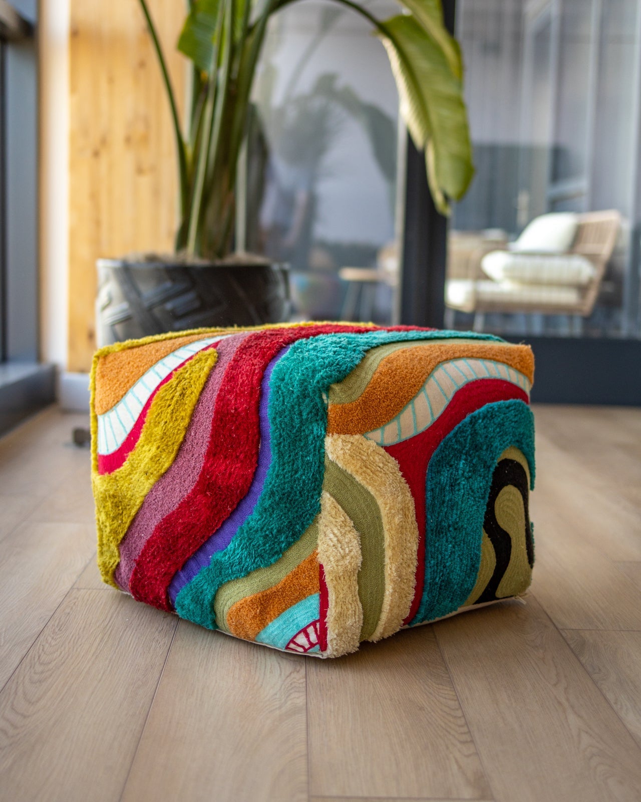 Echo Organic Cotton Abstract Pouf