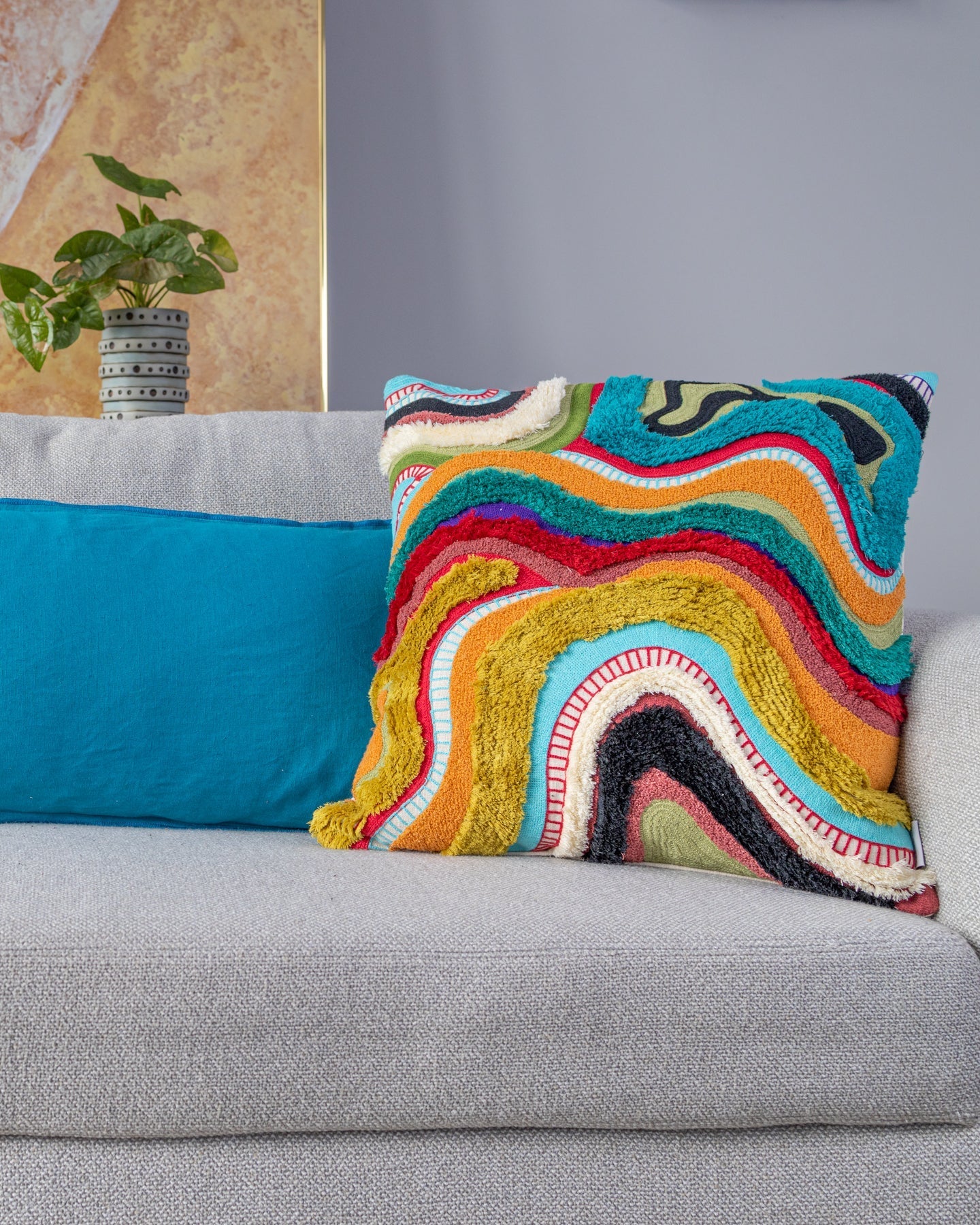 Echo Organic Cotton Abstract Throw Pillow