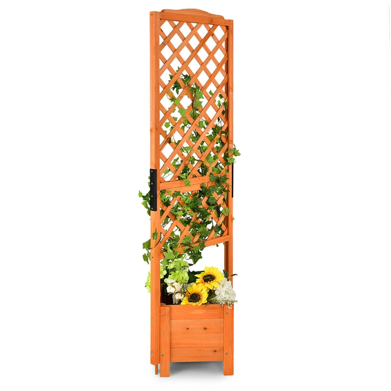 Wooden Raised Garden Bed 71�� High Planter with Trellis for Plant Flower Climbing Pot Hanging