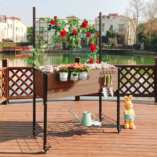 Mobile Garden with Trellis & Under Shelf plus Basket & Hook Kit