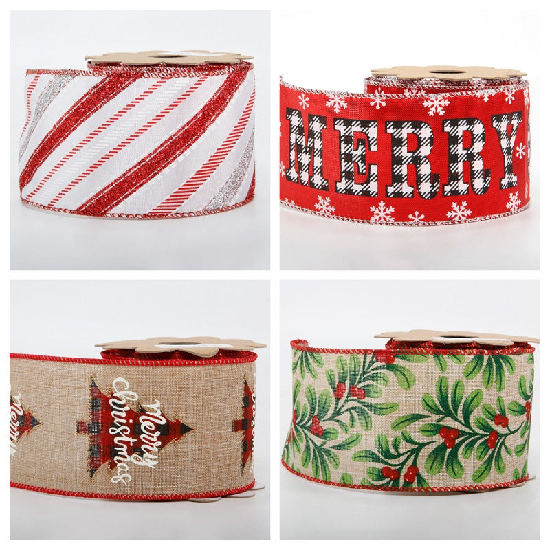 Christmas Wired Ribbon 4 Roll 20 Yards