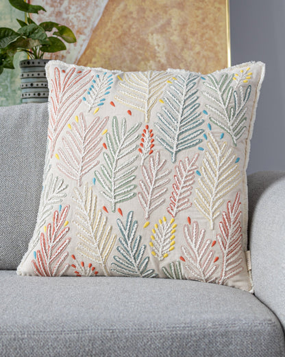 Eden Organic Cotton Embroidered Throw Pillow