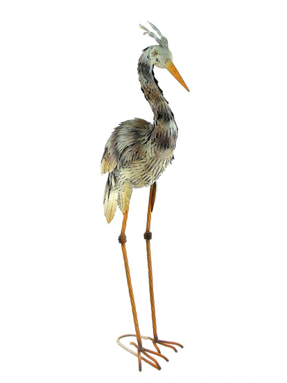 30 Inch Tall Set of 2 Iron Heron Garden Statues