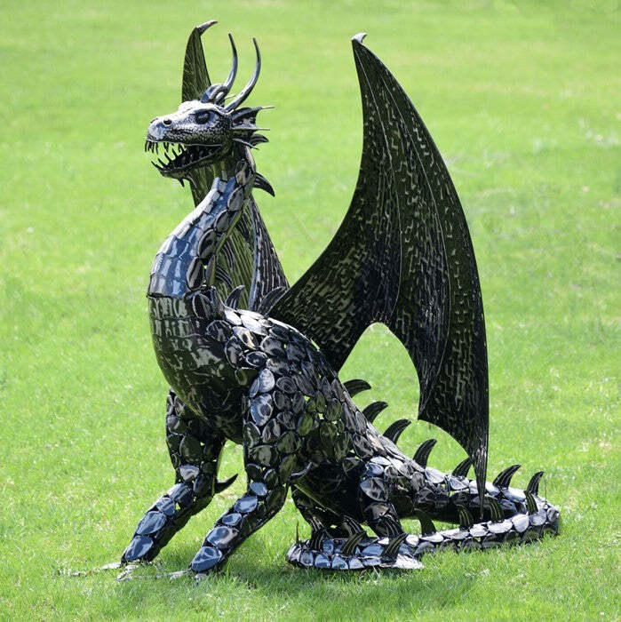 4.75 ft. Tall Large Iron Sentry Dragon Statue