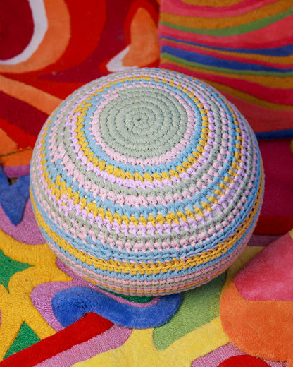 Ella Organic Cotton Pastel Crochet Pouf