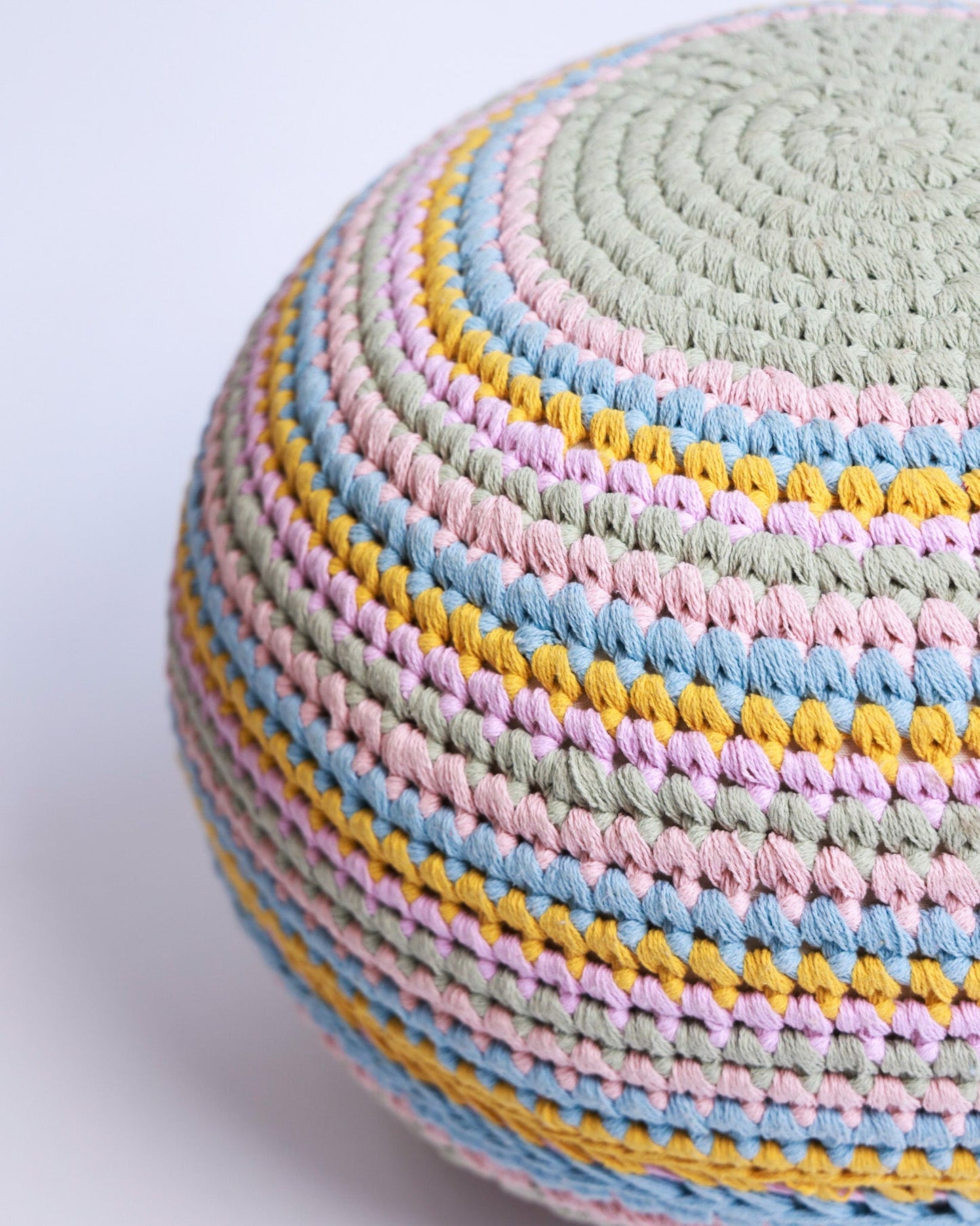 Ella Organic Cotton Pastel Crochet Pouf