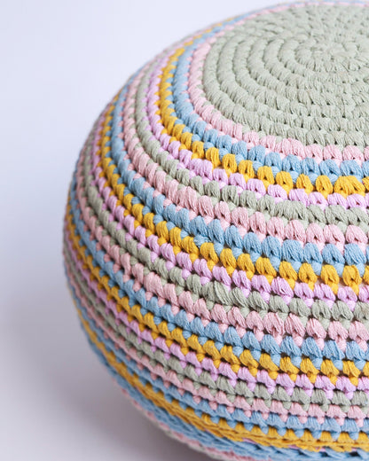 Ella Organic Cotton Pastel Crochet Pouf