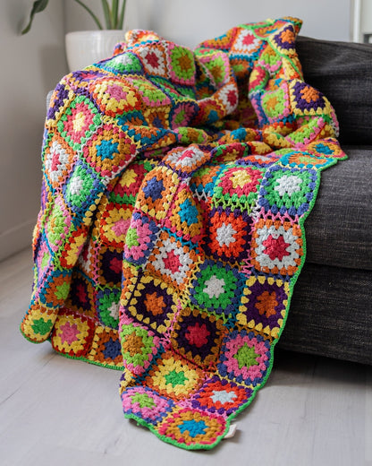 Emmie Organic Cotton Granny Square Crochet Throw Blanket