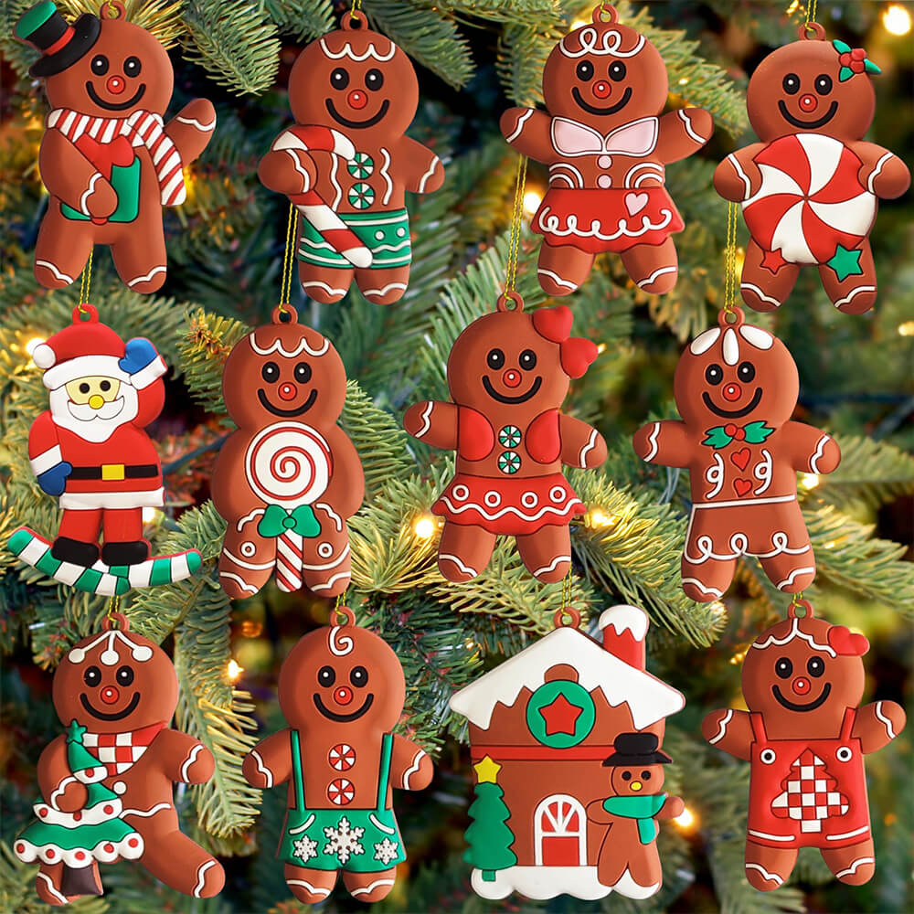 Christmas Decorative Gingerbread Man Ornament Set(12 PCS)