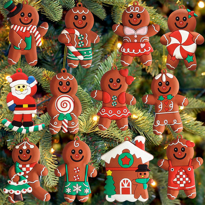 Christmas Decorative Gingerbread Man Ornament Set(12 PCS)