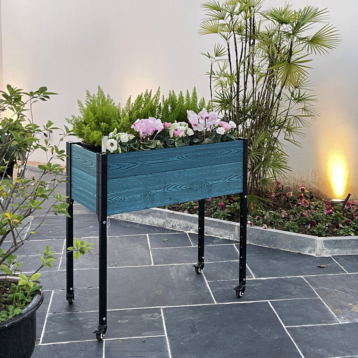 S333618WB Self-watering Mobile Elevated Planter in Blue