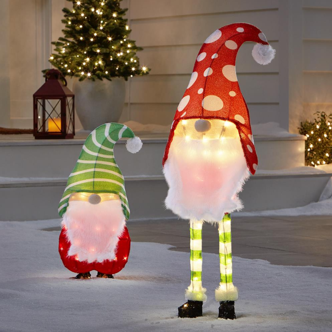 Illuminated Holiday Yard Gnomes