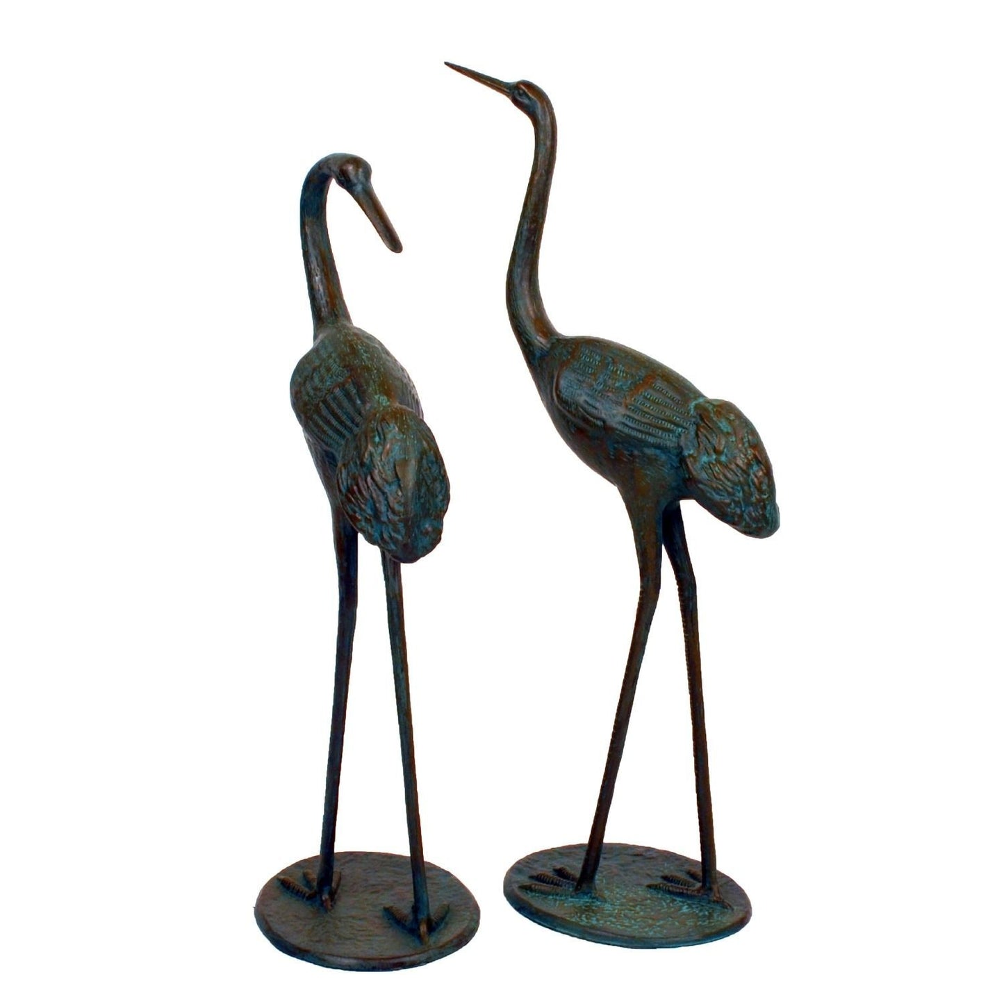 Elegant Cranes Bronze Metal Garden Ornaments  (set of 2 )