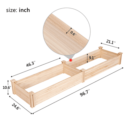 Raised Garden Bed Kit - Wooden Elevated Planter Garden Box for Vegetable/Flower/Herb Outdoor Solid Wood 2x8ft