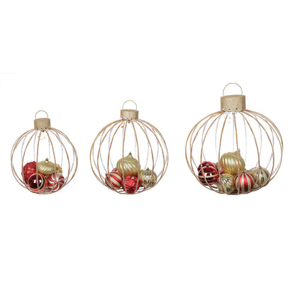 3-Pc. Pre-Lit Ornament Décor Set (Red/Gold)