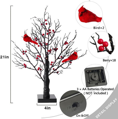 Christmas LED Red Bird Decorative Tree Lights