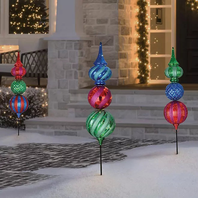 Set of 3 Jumbo Ornaments/Lawn Stakes - Multicolor