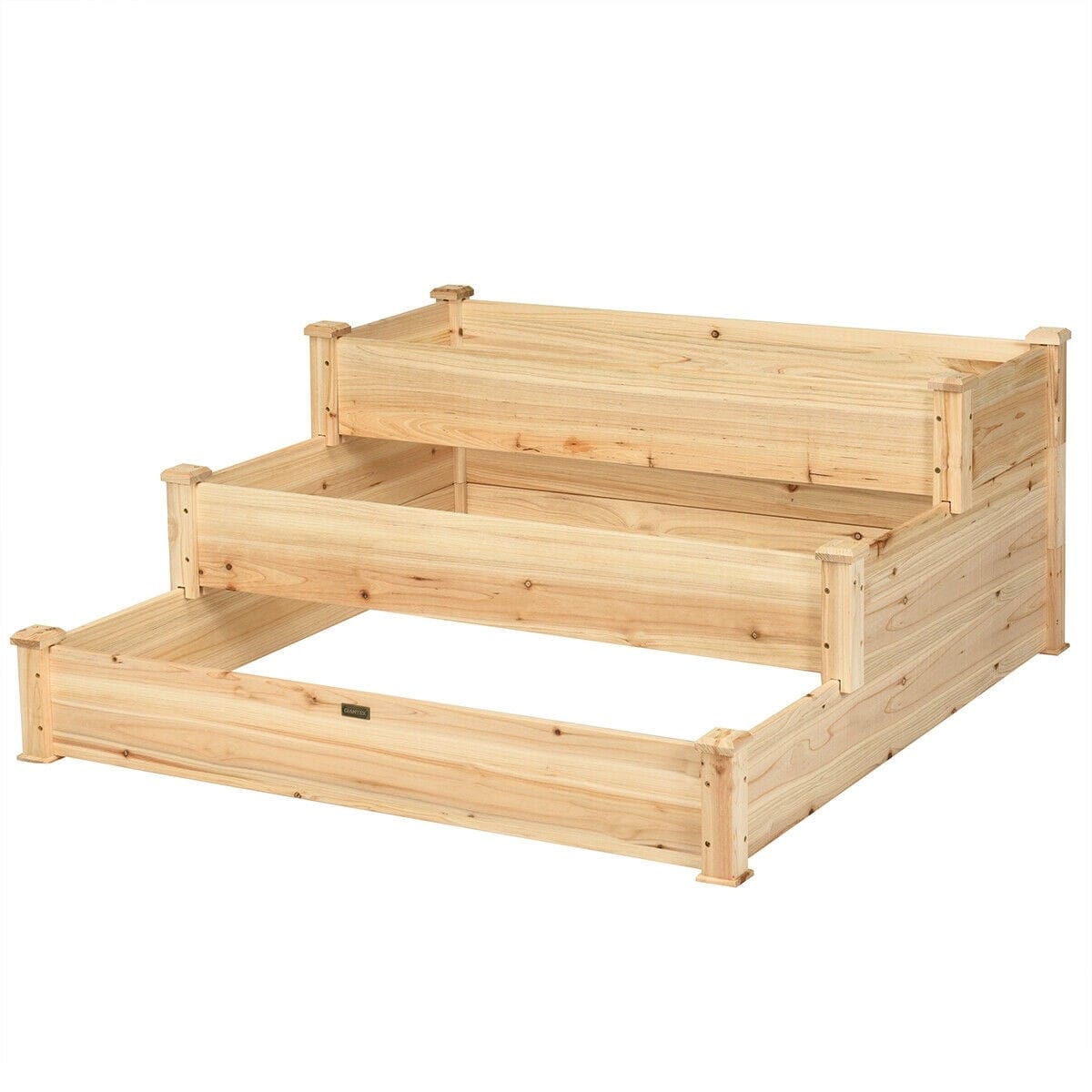 3 Tier Outdoor Raised Garden Bed Wooden Elevated Planter Box