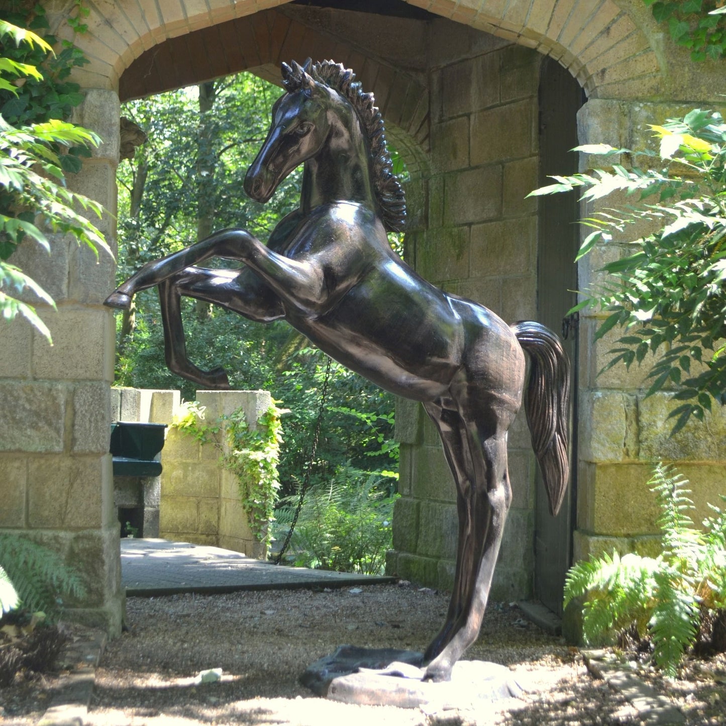 Prancing Horse Life-Size Bronze Metal Garden Statue