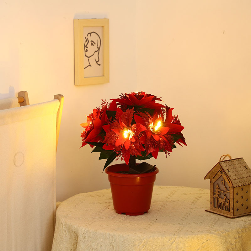 Christmas Led Flower Pot Tree Lamp