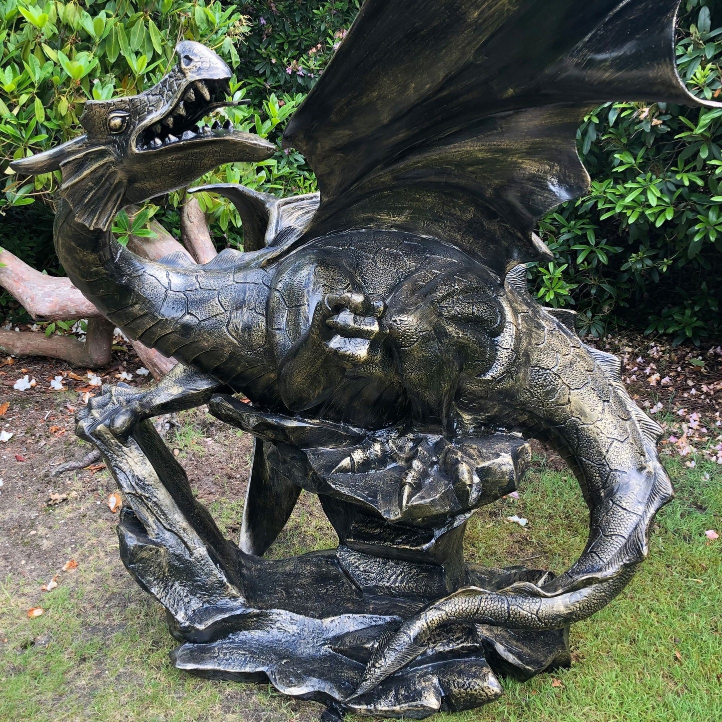 Mystical Dragon Bronze Metal Garden Statue