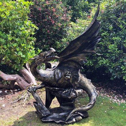 Mystical Dragon Bronze Metal Garden Statue