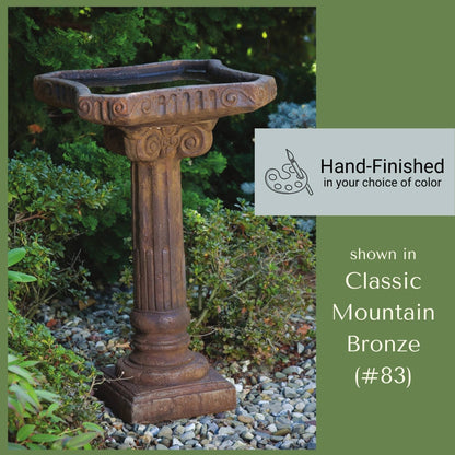 Fluted 1-Piece Concrete Bird Bath