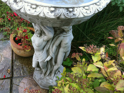 Stunning Stone Three Graces Garden Bird Bath