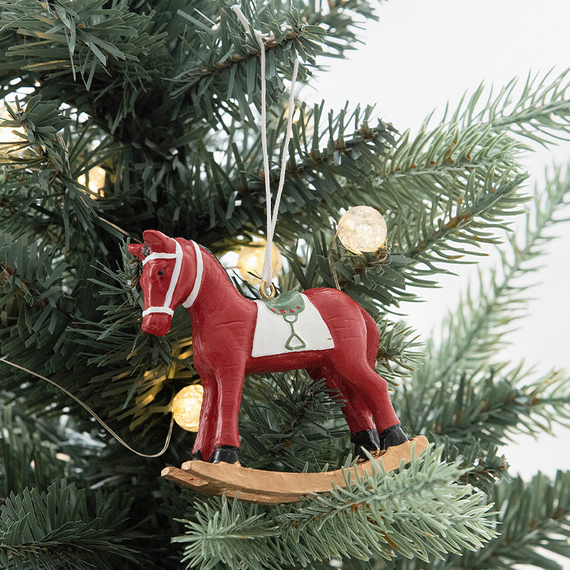 Christmas Tree 3D Rocking Horse Pendant