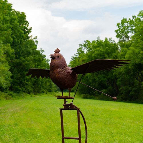 Large Iron Rocking Rooster Stake