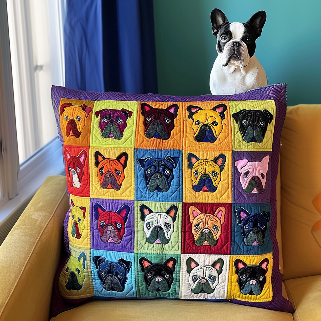 French Bulldog Patchwork Quilted Pillow Case NCU0PD092